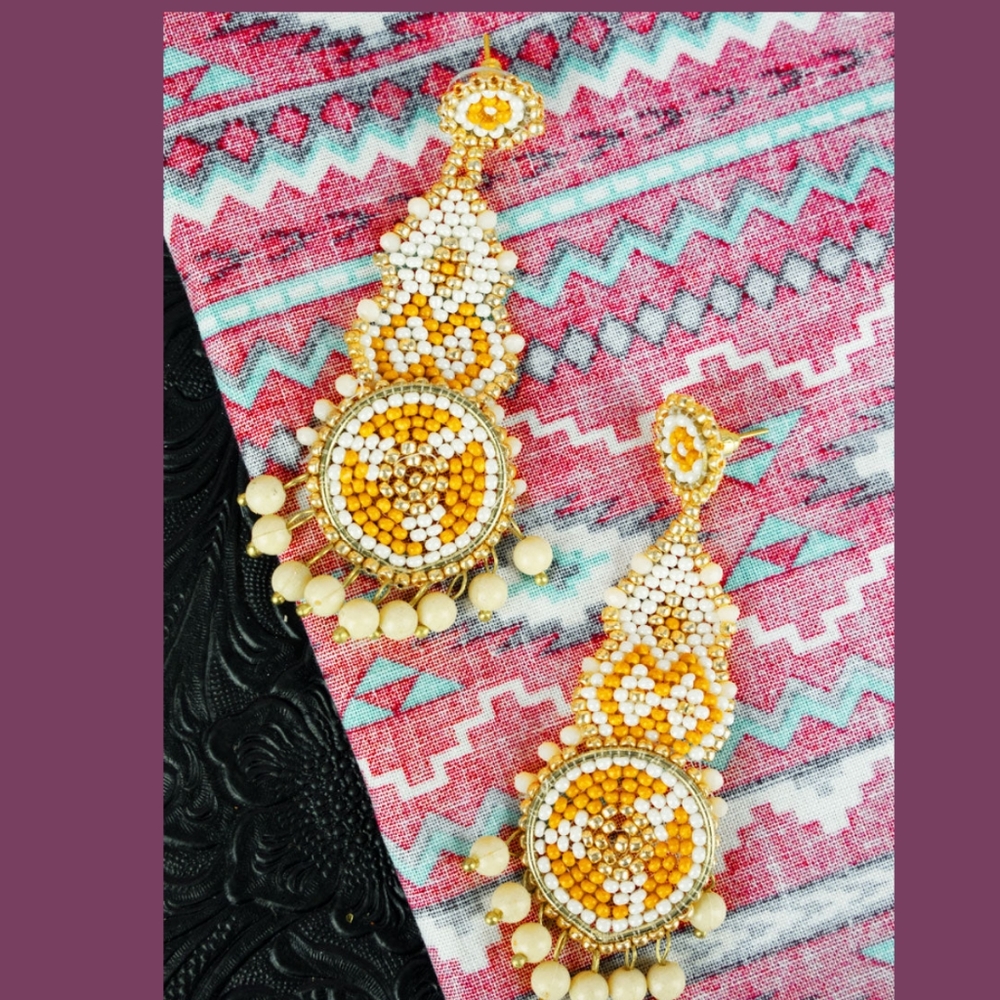 Free Spirit Boho Hippie Gypsy People seed bead statement earrings nwt